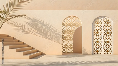 Arabic Architecture and Decor with Moroccan Bohemian Style and Islamic Geometric Patterns
