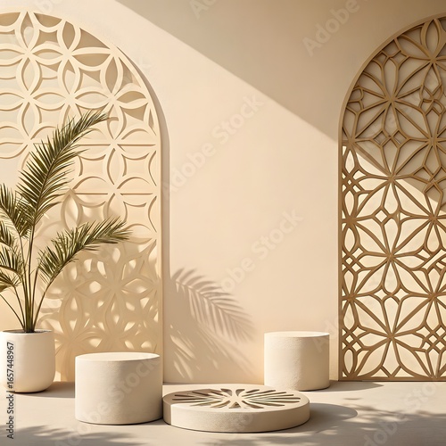 Arabic Architecture and Decor with Moroccan Bohemian Style and Islamic Geometric Patterns