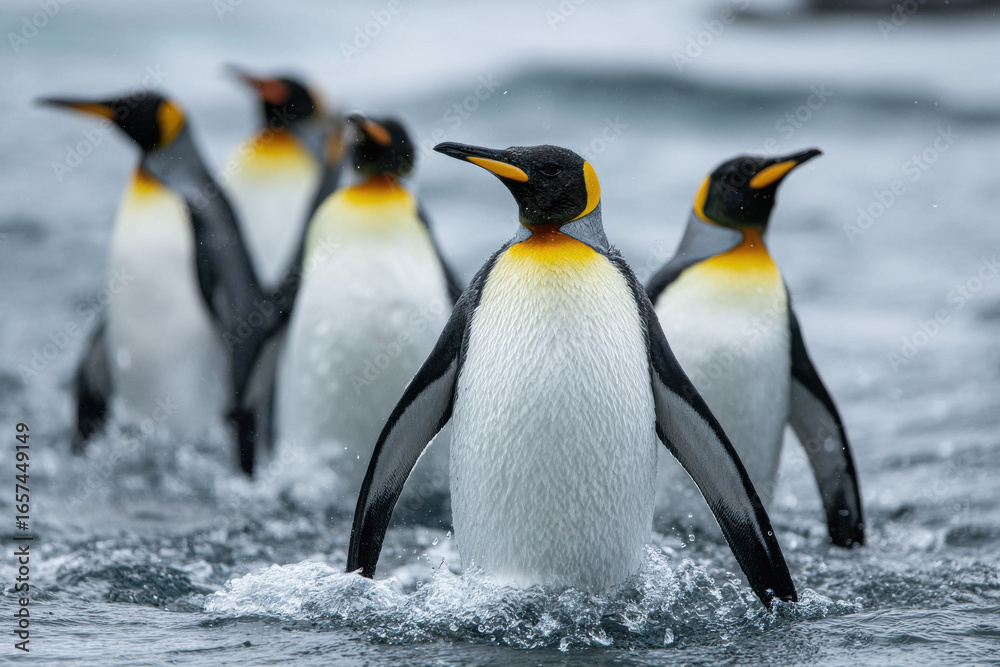 Fototapeta premium King Penguins in the sea