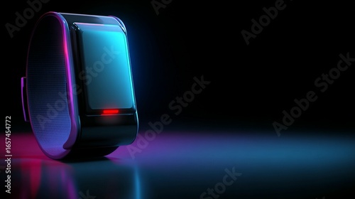 Futuristic device with neon lights