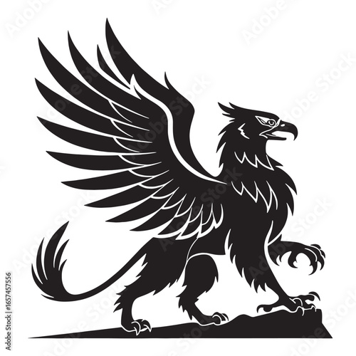 Black griffin Silhouette Vector, High Quality Illustration on White Background