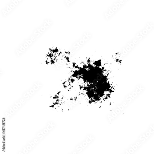 Black Ink Splatter on White: Abstract Grunge Texture