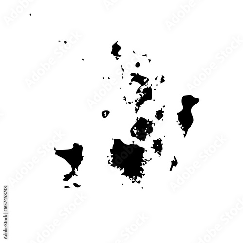 Silhouette Map of Raja Ampat Islands, Papua, Indonesia