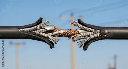 Anatomy of a Failure: Severed High-Voltage Cable with Exposed Copper and Aluminum Wires