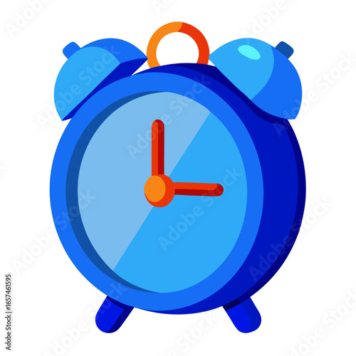 3d blue alarm clock with shiny surface design