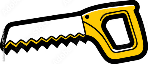 Illustration of a handsaw with a toothed edge on a white background