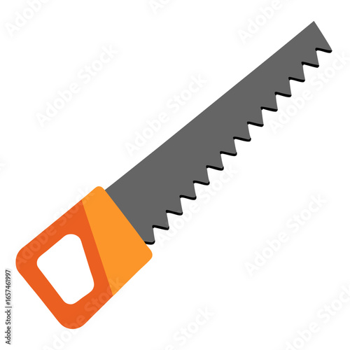 Illustration of a handsaw with sharp teeth on a white background