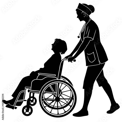woman with a wheelchair