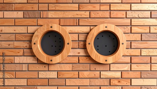 Wooden wall with circular openings