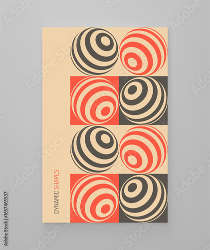 Sphere striped. Optical art. Cover design template. Illustration for brochure, poster, cover, presentation, flyer or banner.