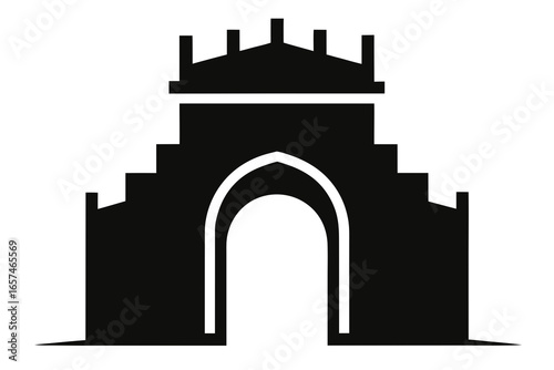 Premium refined fortress arc entrance silhouette illustration