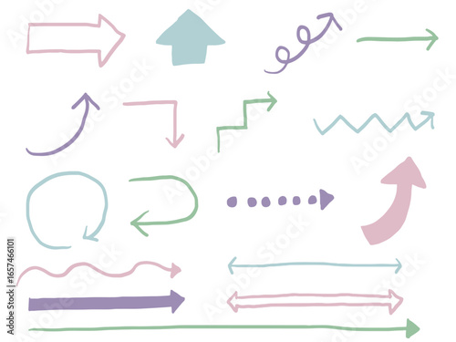 手描きあしらいセット　矢印　淡い色