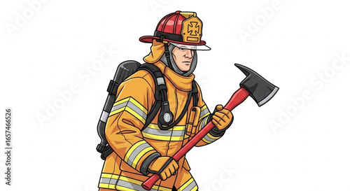 Fireman with helmet and equipment vector