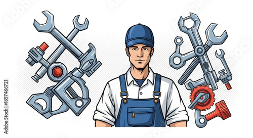 Handyman tools and wrench vector illustration