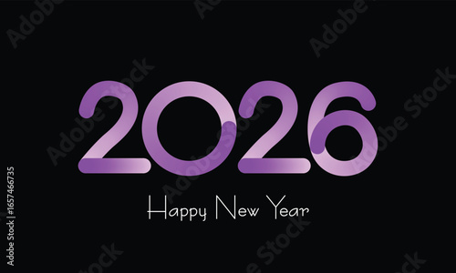 2026 Happy new year celebration greeting card, sparkler font and firework isolated background