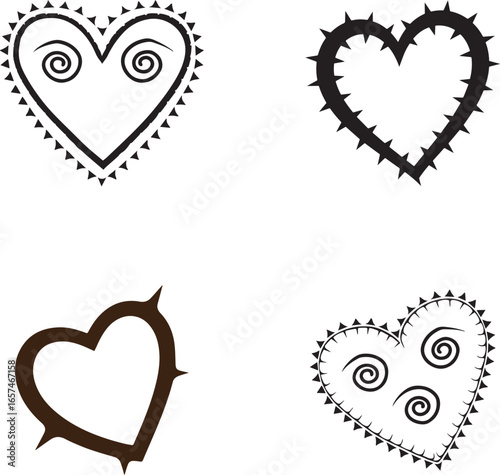 Minimalist Black Heart with Thorns - Dark and Edgy Art