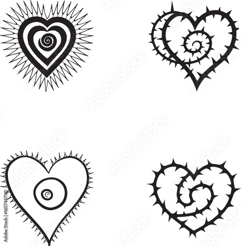 Minimalist Black Heart with Thorns - Dark and Edgy Art
