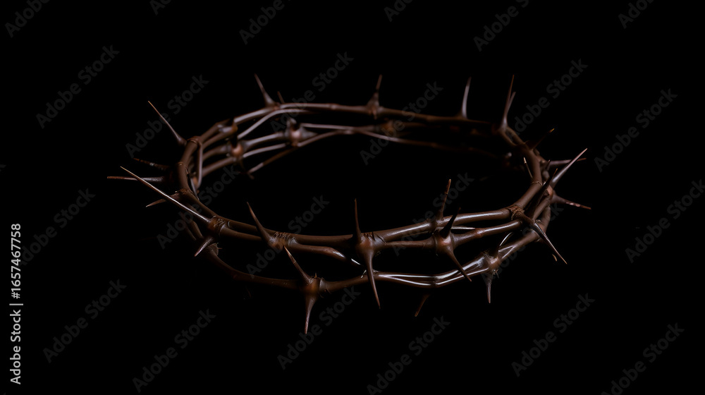 Fototapeta premium Thorny crown of thorns on dark background.