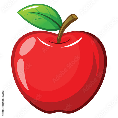 big shiny red appl vector icon illustration