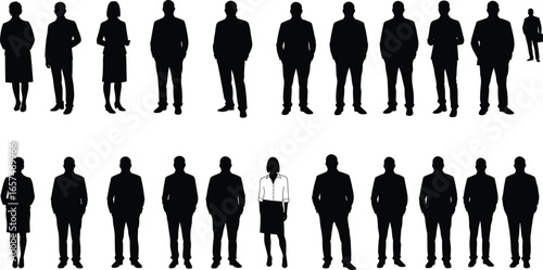Business silhouettes, corporate professionals, men and women, teamwork, leadership, staff, management employees, office workers, executive people, business group, success collaboration