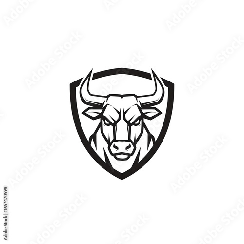 Bull Head Emblem in Shield Logo Design
