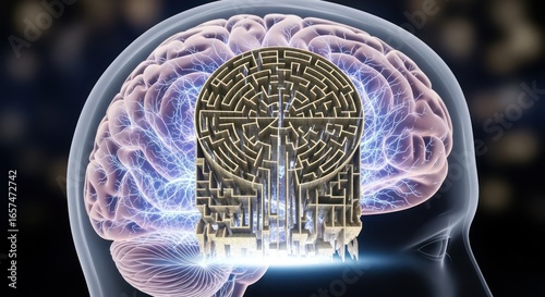 Wallpaper Mural Brain Maze: A Detailed Conceptual Illustration of Complex Thought Processes Torontodigital.ca