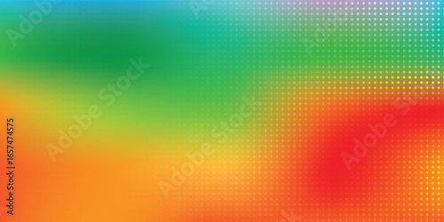 Colorful abstract gradient background with subtle blending decorated with dotted halftone pattern design.
