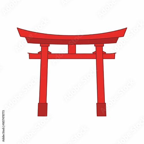 Flat Color Vector Icon of Japanese Torii Gate