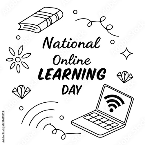 NATIONAL ONLINE LEARNING DAY vector illustration