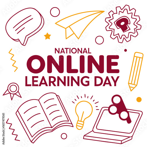 NATIONAL ONLINE LEARNING DAY vector illustration
