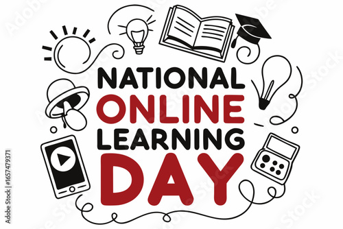 NATIONAL ONLINE LEARNING DAY vector illustration