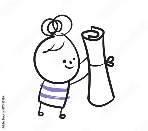 (graduate) Collection of hand drawn lady worker icons. Vector illustration.	