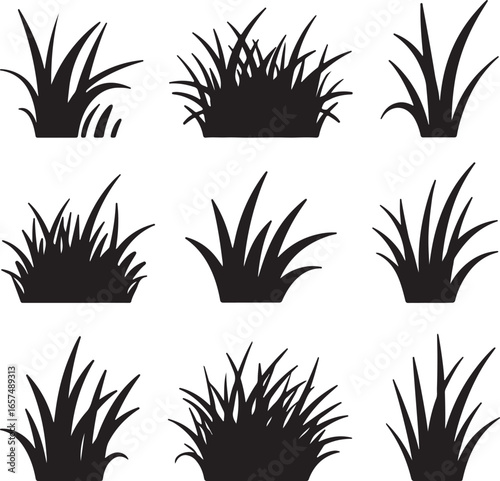 Black Grass Silhouettes blades clumps
