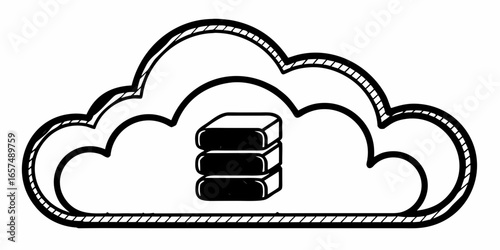 Cloud storage data backup and recovery system for business and personal use with secure servers on transparent background