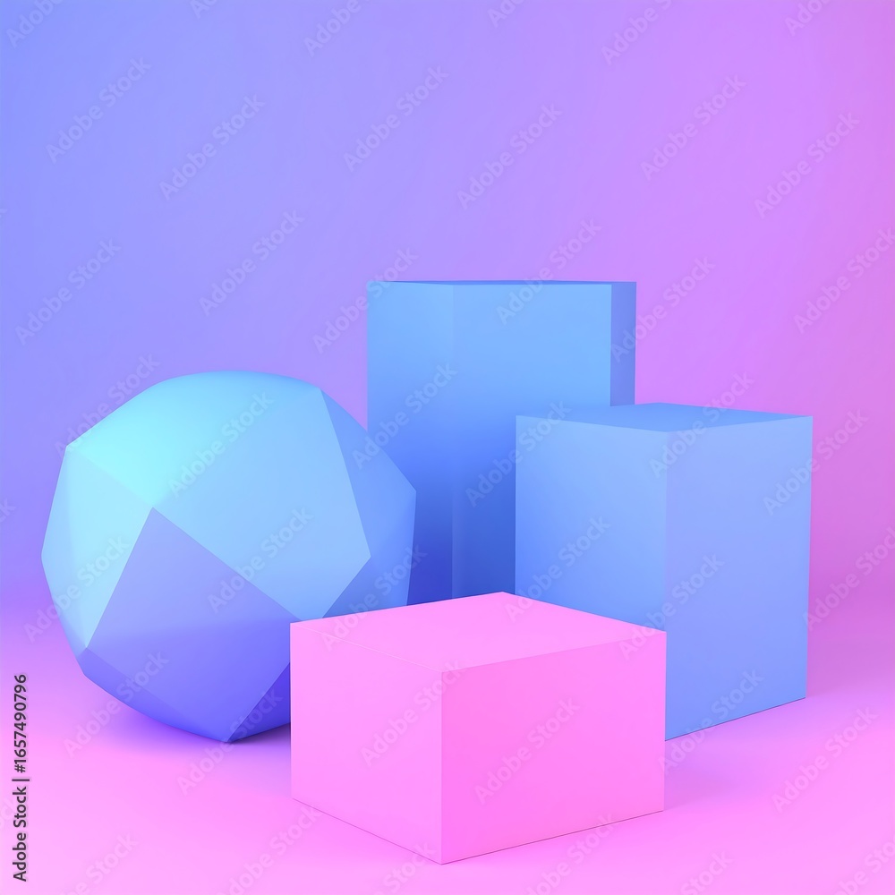 Obraz premium Pastel geometric shapes on gradient background