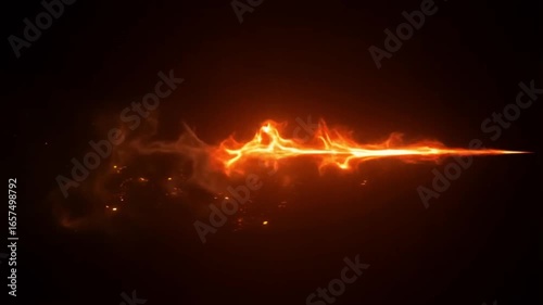 Fiery Energy Trail: A mesmerizing visual of a streak of intense, radiant flames igniting the darkness, evoking energy, motion, and a sense of burning passion. 
