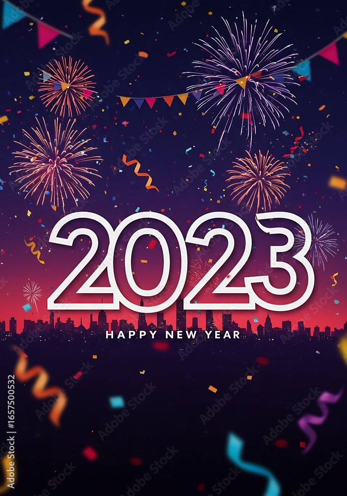 Naklejka premium Midnight Fireworks, 2023