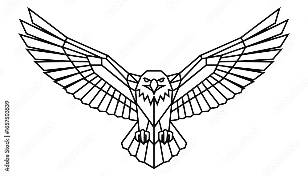 Naklejka premium Geometric Eagle Vector Polygonal Bird with Wings Spread Illustration