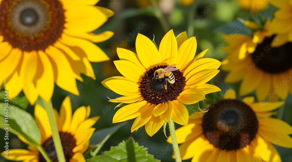 Obraz premium sunflowers and bee