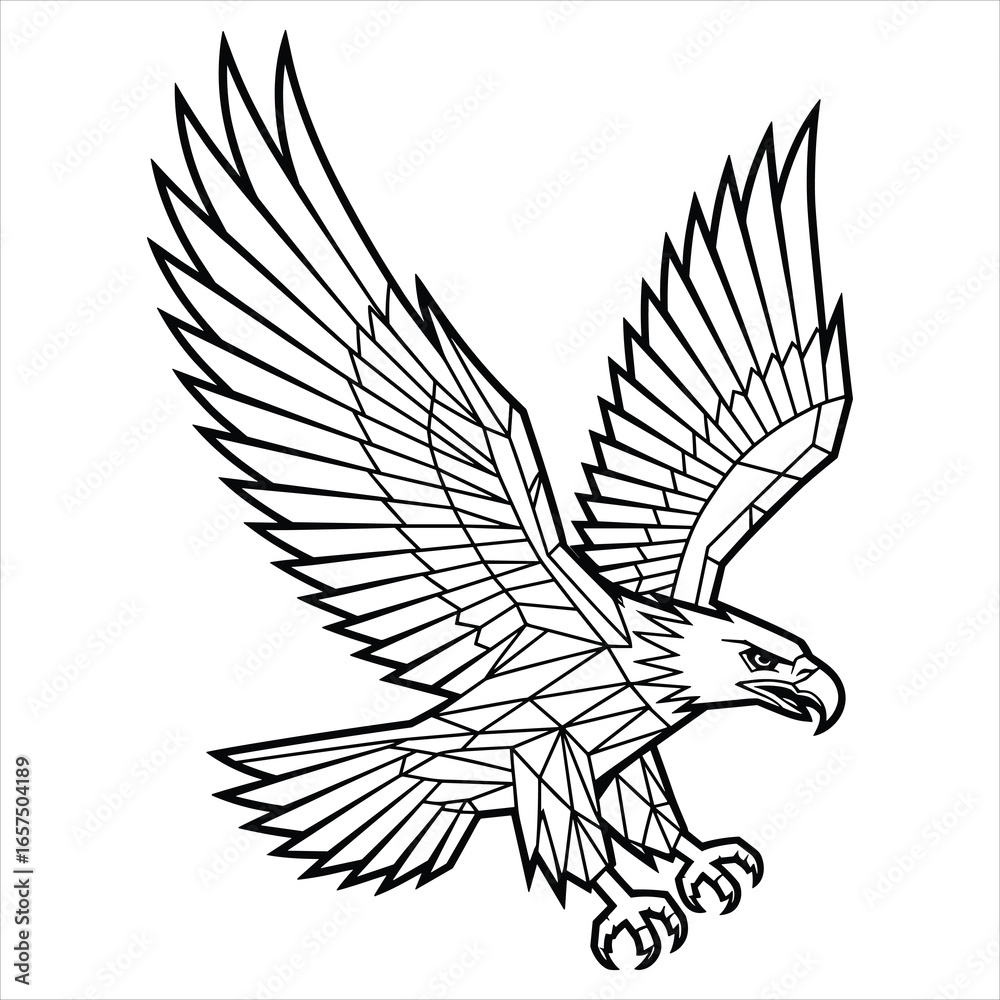 Fototapeta premium Geometric Eagle Vector Polygonal Bird with Wings Spread Illustration