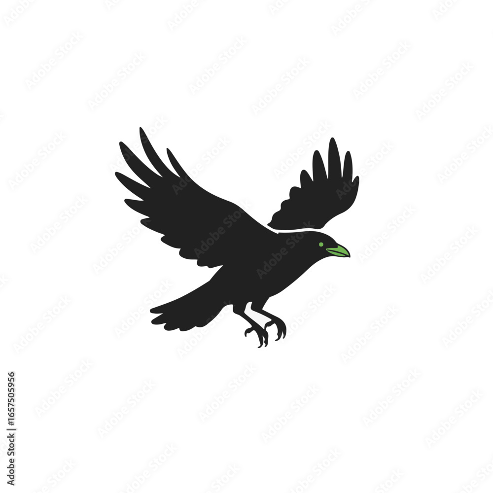 Obraz premium A soaring raven silhouette against the backdrop.