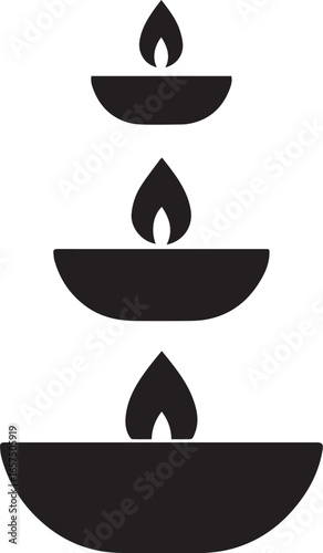 Three Tier Traditional Diya Lamp Vector Illustration