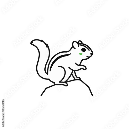 A cute squirrel perched on a rock, drawn in a minimalist style. 