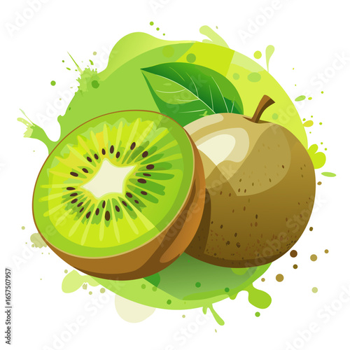 vector illustration of  watercolor kiwi fruit 
