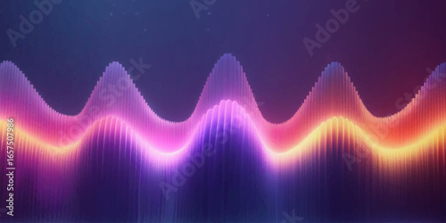Abstract wave pattern with flowing lines in shades of red, purple, and orange, set against a dark background.