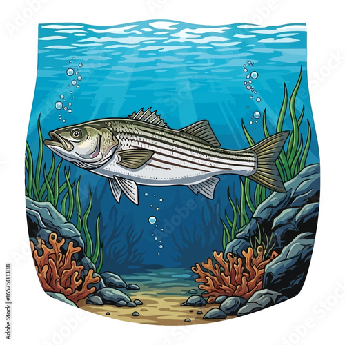 striped bass fishing illustration logo vector image t shirt