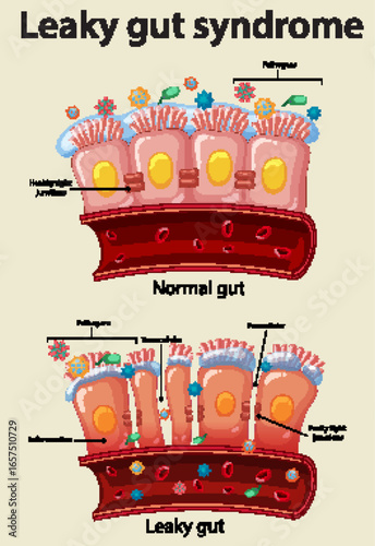 Comparison of Normal Gut and Leaky Gut Syndrome