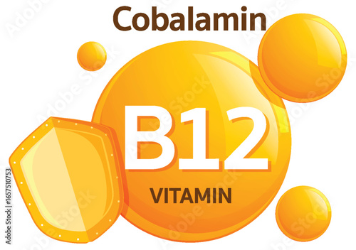 Vitamin B12 Cobalamin Icon with Protective Shield