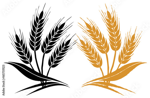 Vector illustration of golden wheat ears bundle