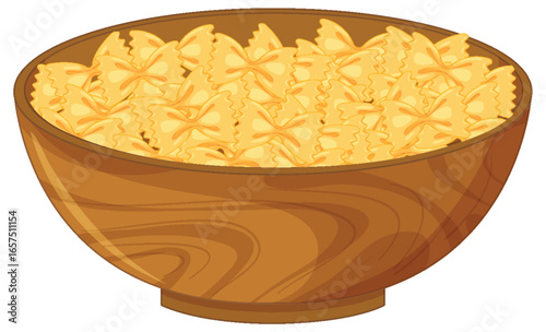 Bowl of Farfalle Pasta in Wooden Dish